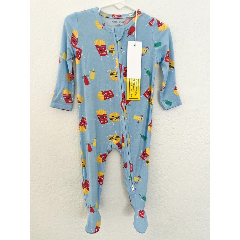 Angel Dear Fast Food Blue Zip Footie Size 6-9M NWT